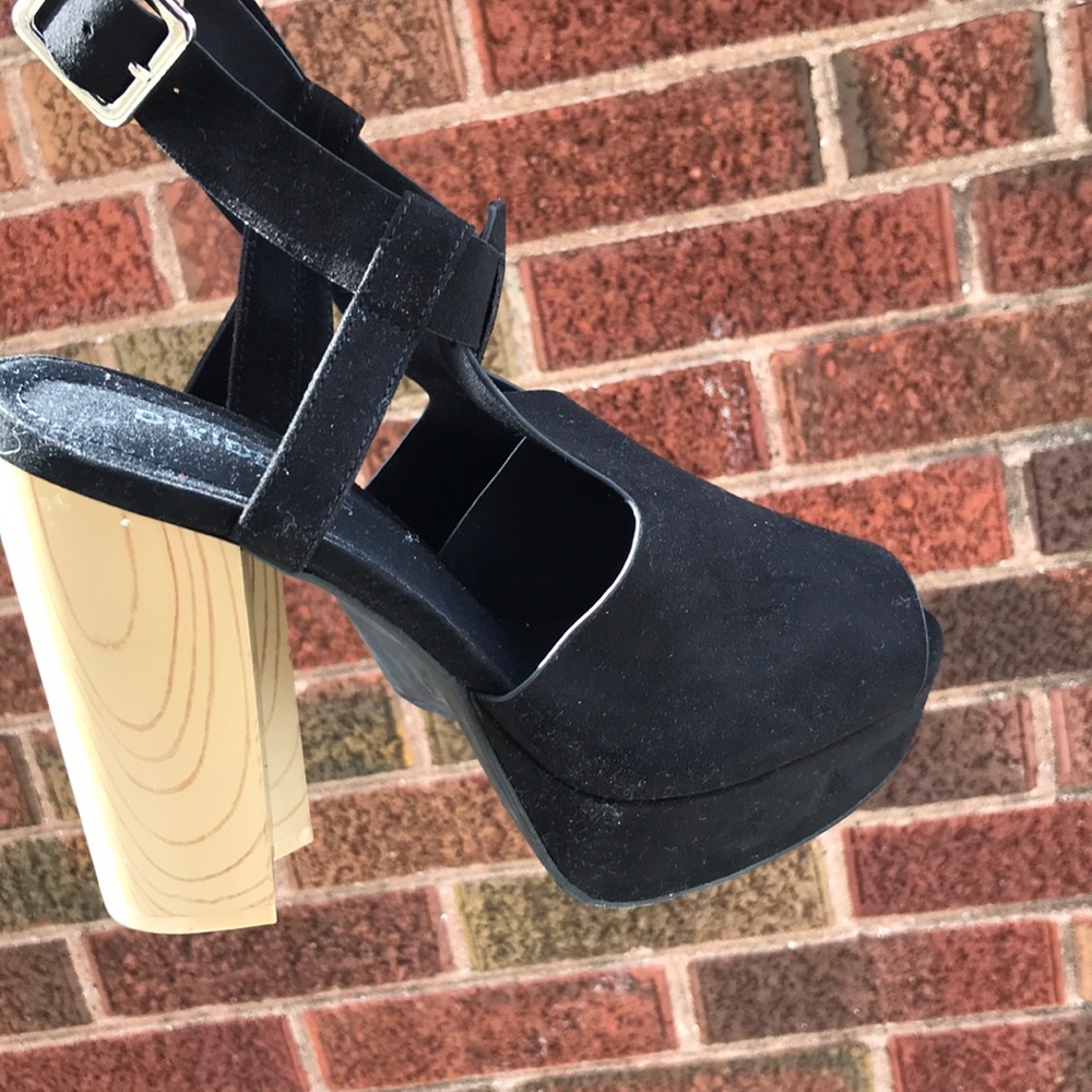 Black Suede Chunky Heels H&M Divided Size 6